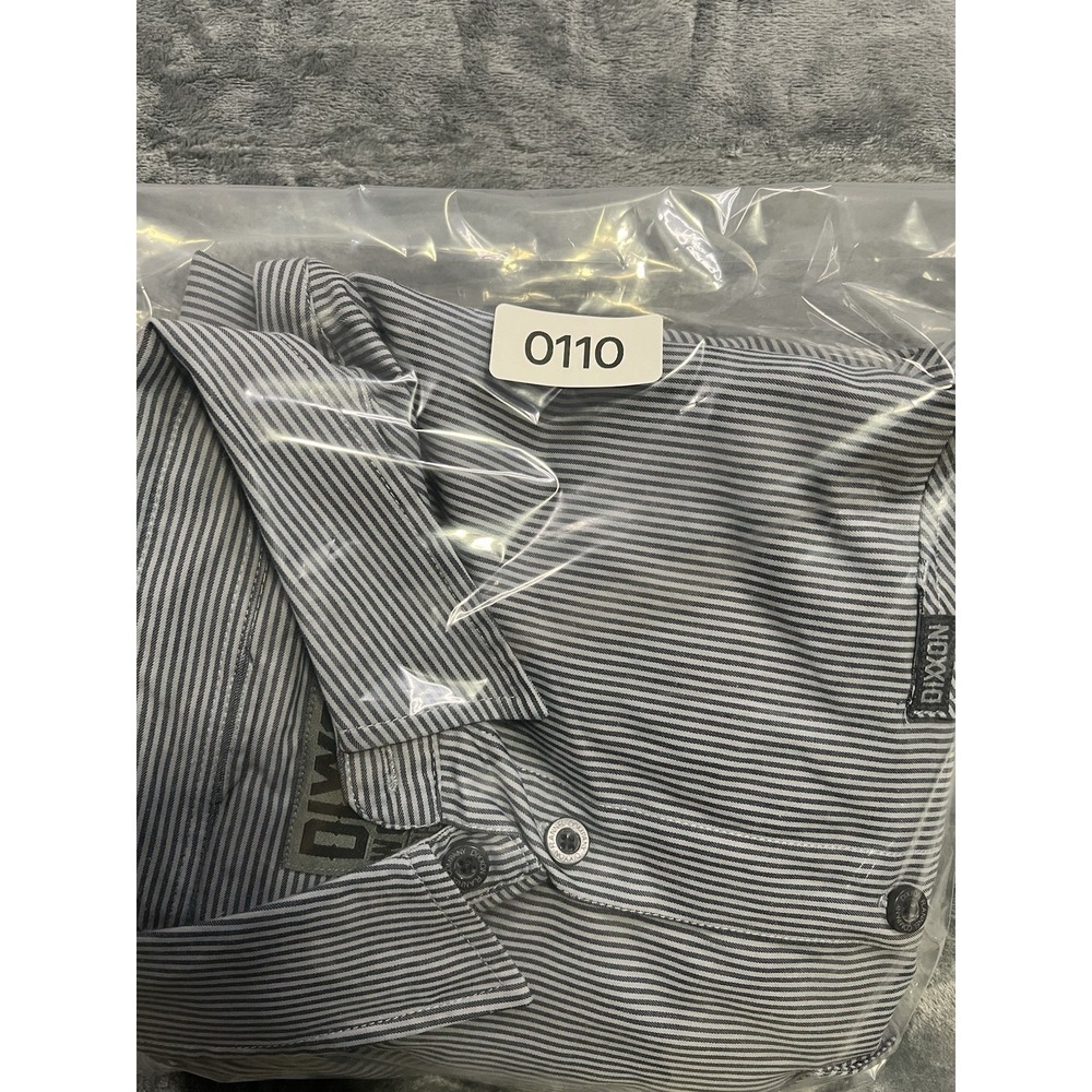 Dixxon Men's 3XL Blue/White Striped Short Sleeve Cotton Canvas Button-Up Shirt - Picture 14 of 14